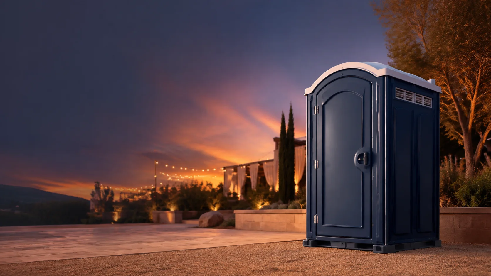 Portable restroom shown for rental planning in Hampton, VA